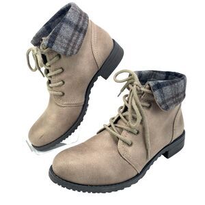 Cliffs-White Mountain Thornhill Ankle Boot Women 8M Faux Suede Low Heel Lace Up